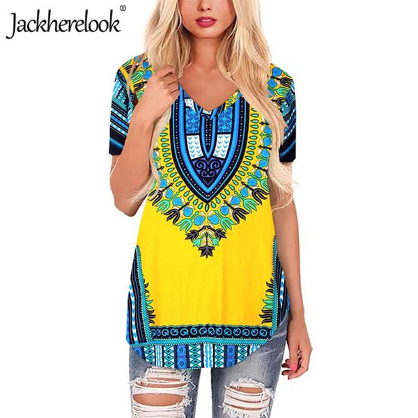 

jackherelook traditional african tribal floral design shirts harajuku blouse woman clothing casual short sleeved blusas women's blouse, White
