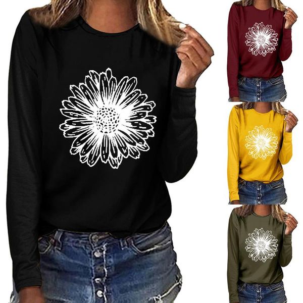 

oversize women hoodie casual long sleeve daisy o-neck sweatshirt pullover ladies christmas c50 women's hoodies & sweatshirts, Black