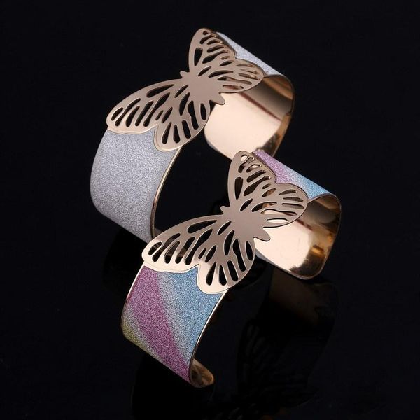 

bangle butterfly bracelet, adjustable wide cuff alloy jewelry for women, Black