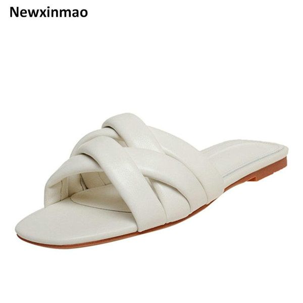 

slippers genuine leather women sandals summer fashion est thick heels female 2021 party casual basic shoes woman, Black