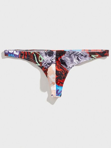 

men graphic print brief w7vp#, Black;brown