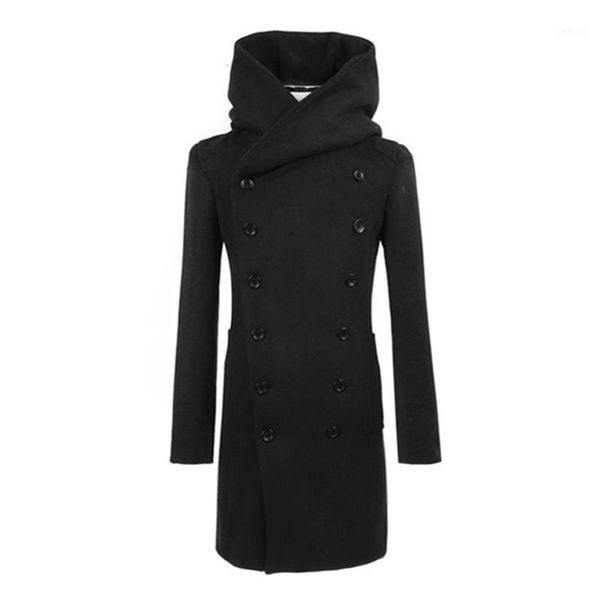 

men's hoodies & sweatshirts winter men fashion md-long slim double breasted hooded trench coat warm outwear1 4ygl, Black