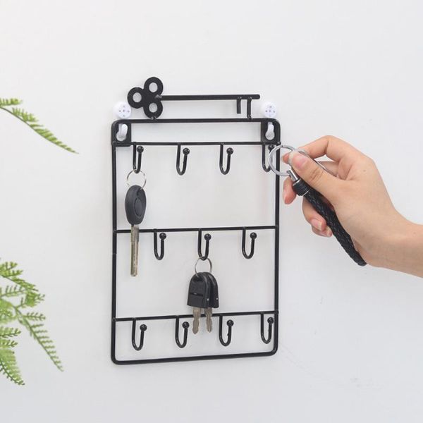 

hooks & rails home organization wall mounted key hook three layer wrought iron storage bracket for storing coats hats towels decoration