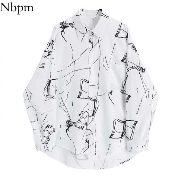 

nbpm fashion women art print blouses spring women's clothing long sleeve female shirt blusas mujer vintage elegant 210529, White