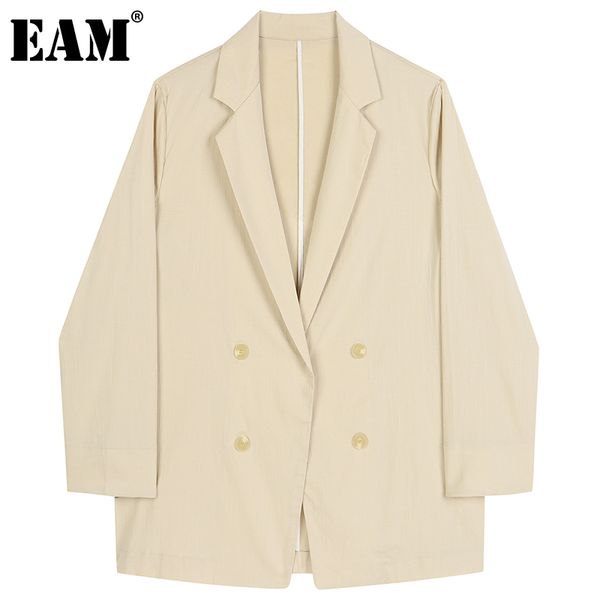 

[eam] women white apricot temperament blazer lapel long sleeve loose fit jacket fashion spring autumn 1dd7812 21512, White;black