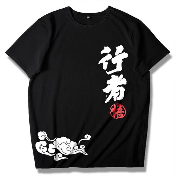 

men's t-shirts 2021 style traveler pattern large size round neck cotton printed extra black short-sleeved t-shirt, White;black