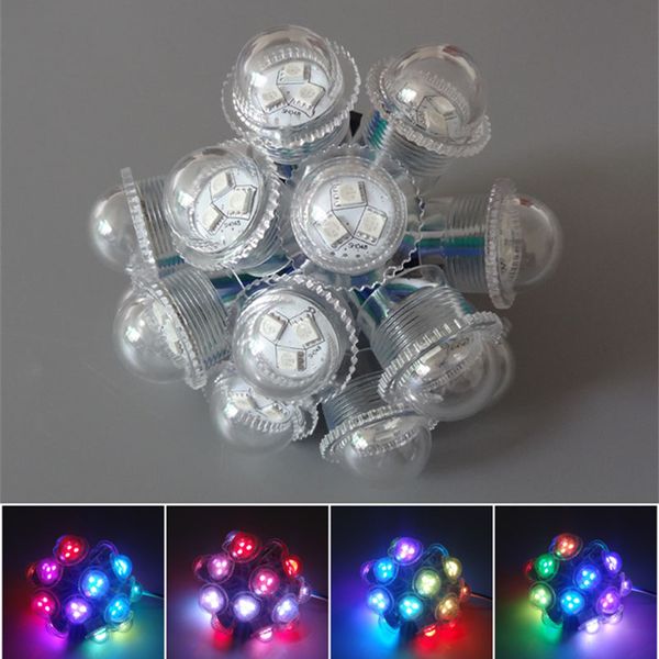 

50pcs/lot dc12v ws2811 26mm diameter transparent cover led module exposed point light 3 leds 5050 smd rgb chips 3led pixel waterproof ip68 2