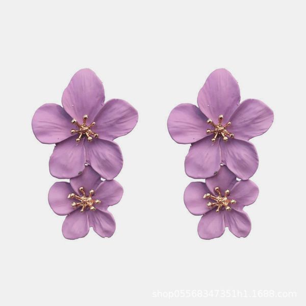 

new niche korean geometric flower women's fashion accessories earrings, Black