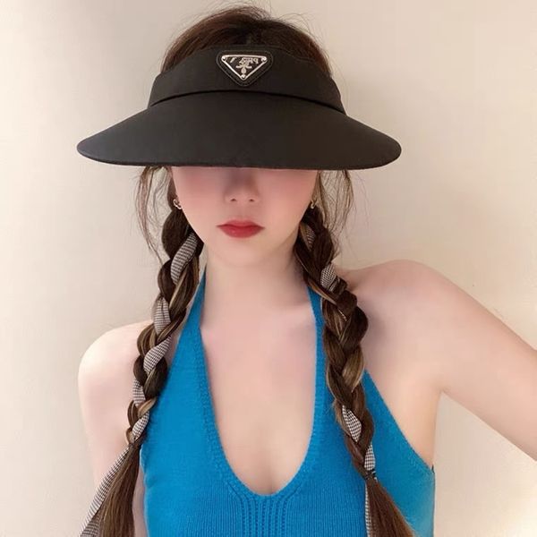 

summer big p family empty sunshade hat black simple versatile widened brim travel sunscreen