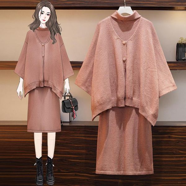 

women's tracksuits loose 4xl plus size knitted suit elegant 2 piece set autumn office lady clothing ensemble femme costume, Gray