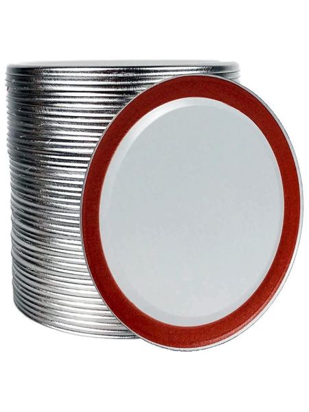 

kitchen storage & organization 100 pcs wide mouth 86 mm mason jar canning lids, reusable leak proof split-type silver lids with silicone sea
