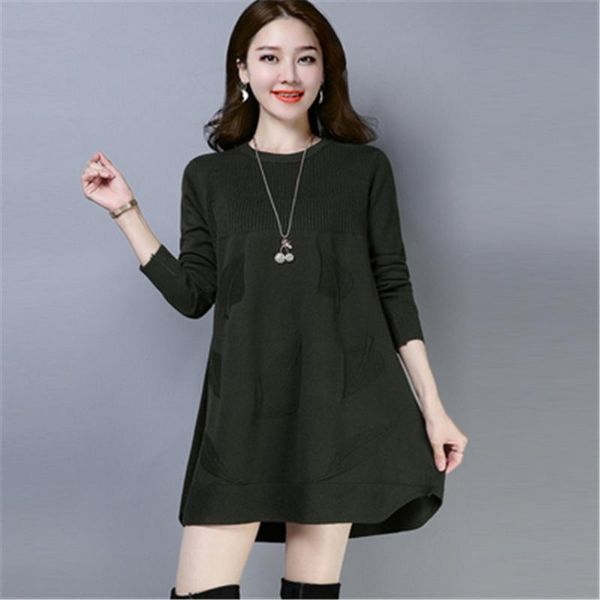 

women's sweaters fashion knitted sweater women plus size loose warm soft jumper dress casual pullover female o neck long sleeve clothe, White;black