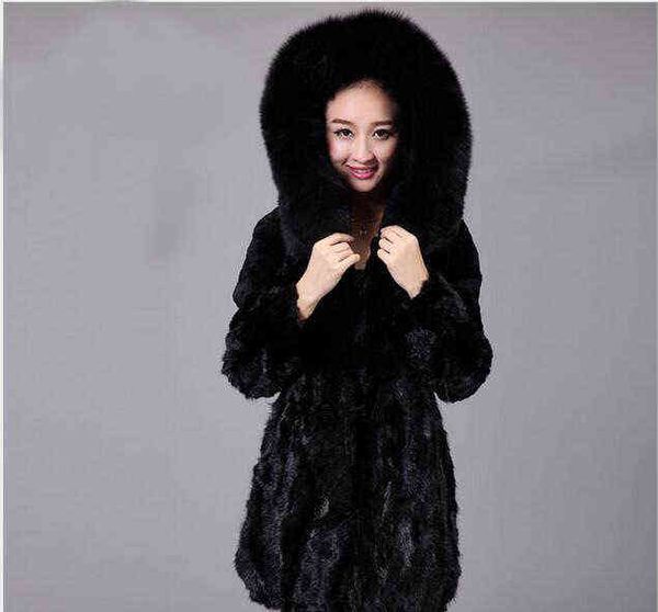

haining imitation fur coat women's mink medium long hat 211207, Black