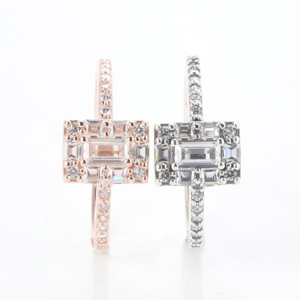 Anéis de cluster Claudia S925 Prata Dia dos Namorados Sterling Escultura de cristal Iicicle Ring com jóias originais