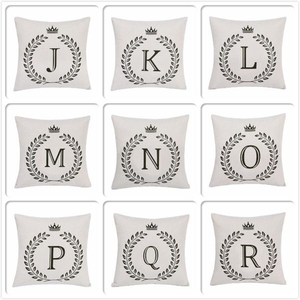 

alphabet 26 english letters print cushion cover 18x18 inch 45x45cm cotton linen throw pillow case decor cushioncover cushion/dec