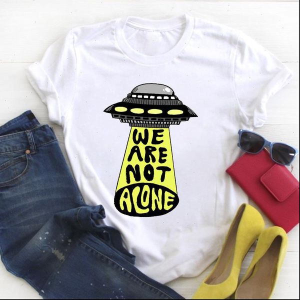 

women ufo womens t shirt letter 90s fashion printed cartoon ladies summer tee female clothes graphic, White