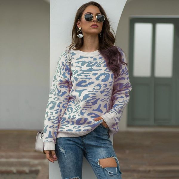 

women's sweaters clothing winter 2021 fashion knitted oversized sweater leopard camouflage pullover for women loose/fluffy thick, White;black