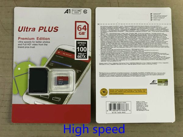 Novo Ultra A1 16GB / 32GB / 64GB / 128GB / 256GB Smartphone Capacidade real Micro Memória SD Card 100MB / S UHS-I C10 C10 CARTÃO TF