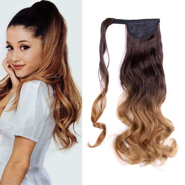 

synthetic wigs 22" long straight hairpiece ponytail hair natural wrap around chip in pony tail wig, Black