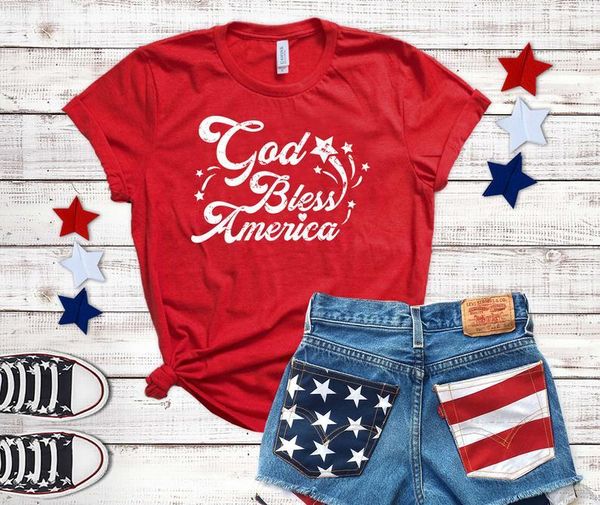 

god bless america shirt christian streetwear harajuku clothing cotton bible verses o neck short sleeve tees drop women's t-shirt, White