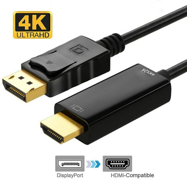 

displayport to -compatible 4k 1080p cable dp converter 1.8m for hp monitor audio cables & connectors