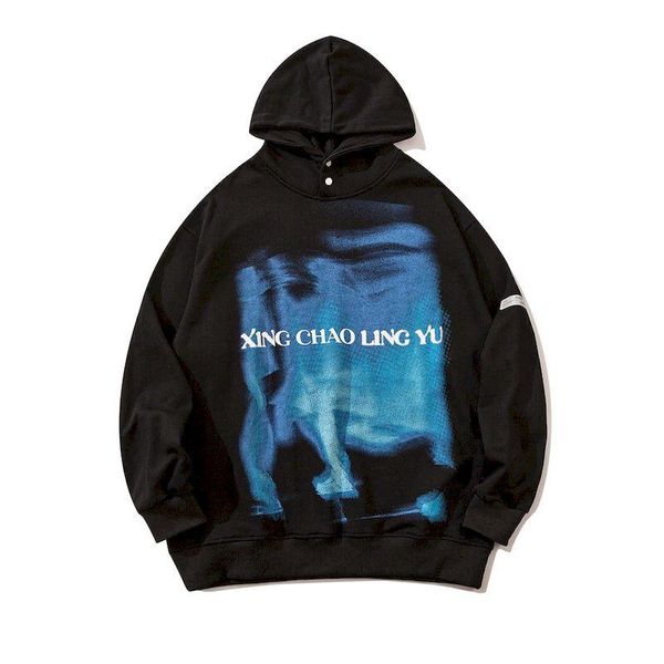 

men's hoodies & sweatshirts autumn spring harajuku pullovers graffiti printing letters hip hop streetwear loose couple outerwear, Black