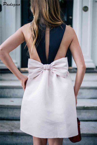 

casual dresses ael hollow out strapless dress sweet bow vest a-line 2017 summer women clothing mosaic color round neck minidress vk1d, Black;gray