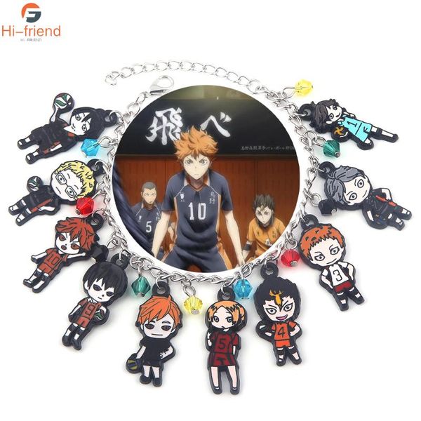 

charm bracelets anime haikyuu hinata shoyo bracelet adjustable pendant wrist strap volleyball boy for women men gift jewelry, Golden;silver