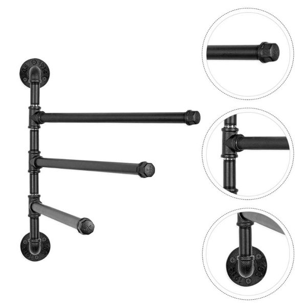 

hooks & rails heavy duty towel bar industrial pipe swivel holder 3-bar hanger