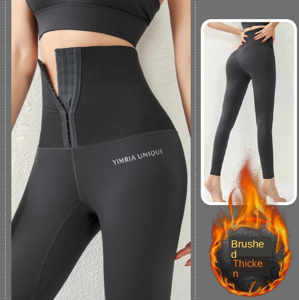 

yoga pants sportswear women gym fitness brushed thicken peach high waist pilates legging cropped elastic running tight slim outfits, White;red