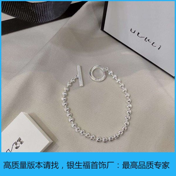 

zhigujia new 925 silver beads carved chain lovers bracelet lock cool wind, Black