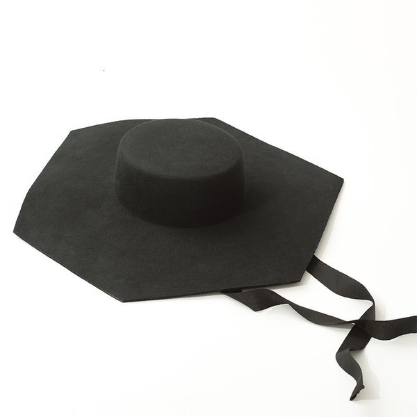 

fashion big hat style hexagonal with flat roof and large eaves, Blue;gray