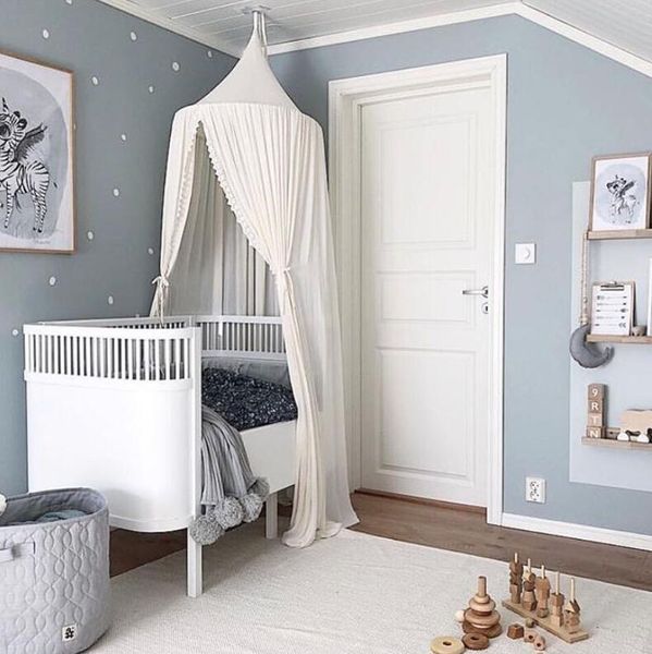 

mosquito net nordic ins cotton baby room decoration lace kids bed curtain canopy round crib netting tent props baldachin 240cm