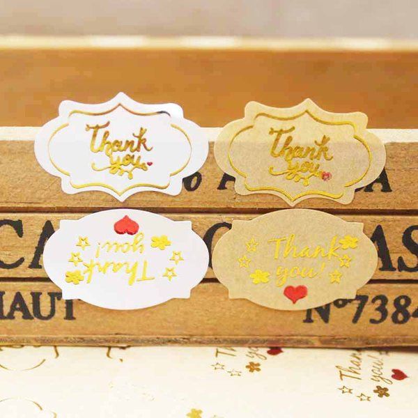 Adesivi 200 pezzi realizzati con etichette adesive amore Etichette adesive dorate fatte a mano fai-da-te in pvc trasparente regalo di ringraziamento/gioielli/biscotti