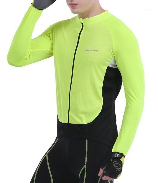 

outto men's long sleeve bike jersey quick dry cycling breathable shirt1, Black;red