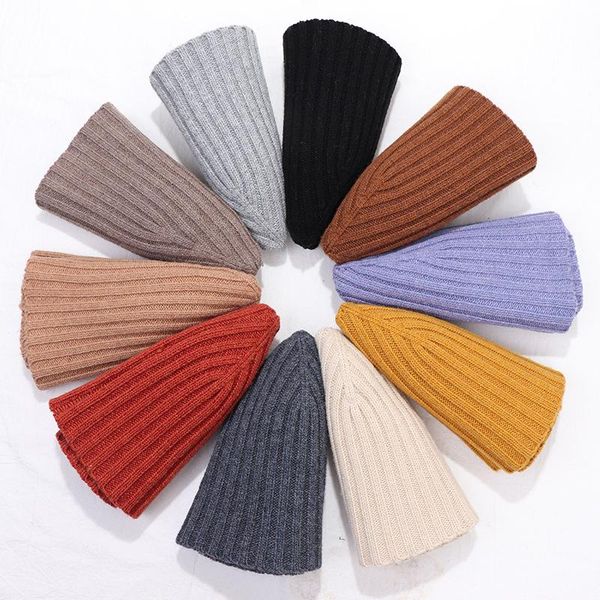

beanie/skull caps korean women's hats for autumn and winter pure color knitted woolen melon hat fashionable outdoor warm, Blue;gray