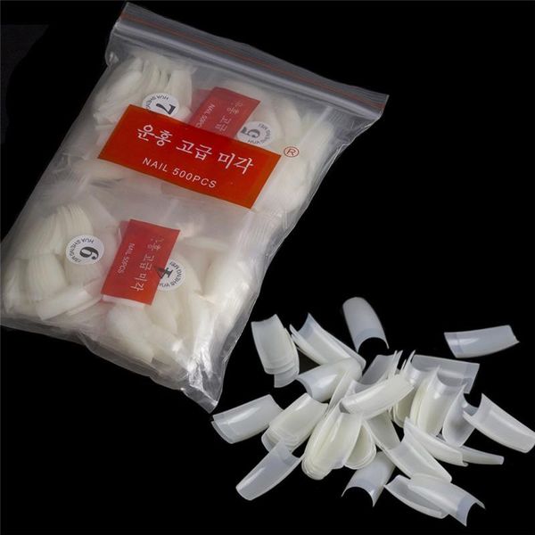 

false nails 500pcs acrylic artificial nail tips french half full cover fake art tip kit clear nature 10 sizes salon diy, Red;gold