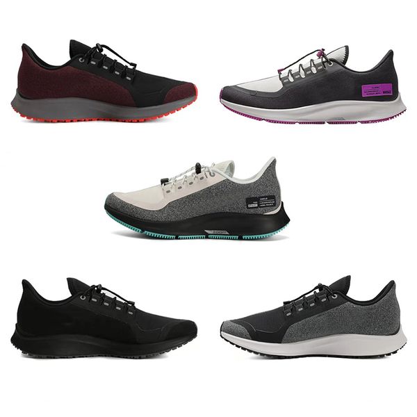 

mens original zm pegasus 35 shield running shoes wet fly claret red solid black white purple rice gray women sneakers trainers size 36-45