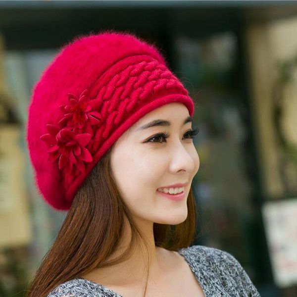 

cycling caps & masks 2021 beanies women's winter hats girl knitted bonnet brand ski wool fur sports beanie skullies hat, Black