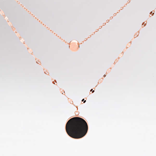 

chains 316l stainless steel round beads pendant charm double layer chain choker necklace for women fashion fine jewelry san804, Silver