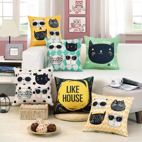 

45x45cm cool cat pillow cover children kid's room decorative sofa throw pillowcase home office decor cushion cushion/decorative