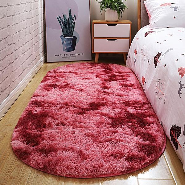 

carpets ellipse rug simple modern oval tie-dye carpet home bedside bedroom thickened rectangular cute gradient mat