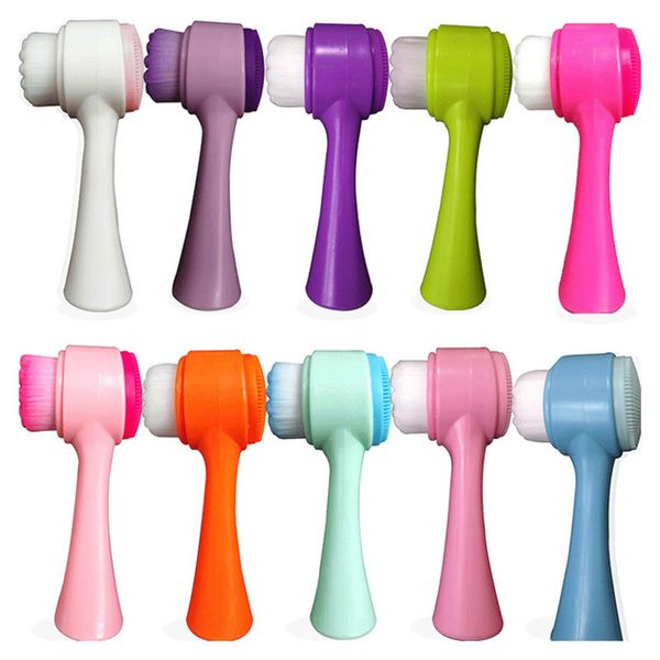 

face scrubbers brushes 2in1 double sides multifunctional silicone facial cleansing brush portable deep clean skin keratin super soft massage