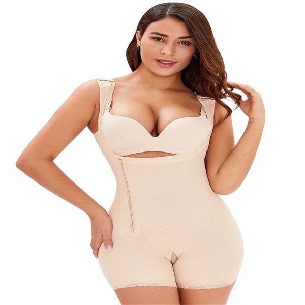 Frauen Ganzkörper Shapewear Offene Büste Unterwäsche Taille Trainer Korsett Nahtlose Abnehmen Body Butt Lifter Plus Größe 6XL 220311