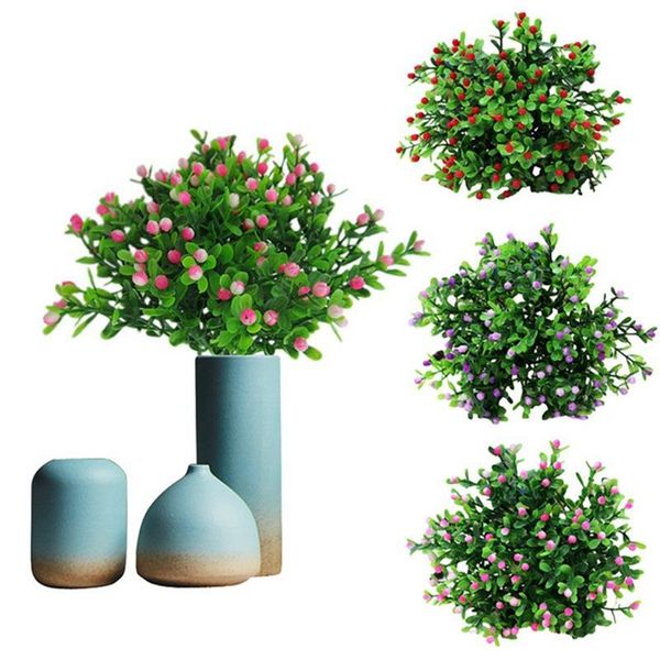 

green artificial flower simulation milan small bouquet plastic plant flowers for wedding home office party decoration art decorative & wreat