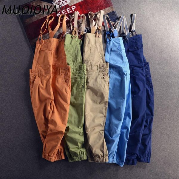 

men's pants spring summer trendy korean style jumpsuits bib for men overall one piece casual punk rock streetwear clothes, Black