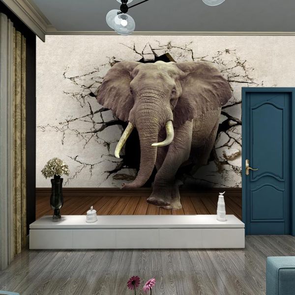 

custom elephant crack wall interior 3d wallpaper home walls paper decor for living room background peel stick pvc printing wallpapers