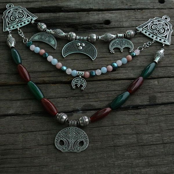 

pendant necklaces lanseis 1pcs drop slavic jewelry women ethnic syle necklace lunula, Silver