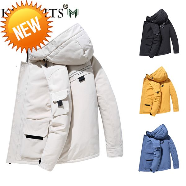 

street knights 2021 down coat thicken jacket men hooded warm parka white duck hight quality male new winter, Black