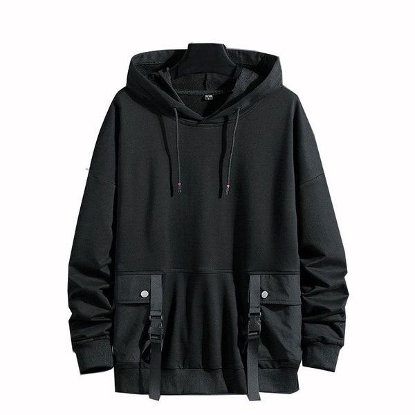 

men's hoodies & sweatshirts pullover men/women casual hooded black ribbons 2021 autumn streetwear hip hop harajuku male